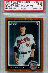 2010-bowman-chrome-draft-orange-refractor-bdp41-jake-arrieta-psa9