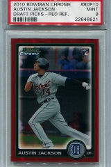 2010-bowman-chrome-draft-red-refractor-bdp10-austin-jackson-psa9
