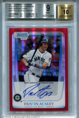 2011-bowman-chrome-prospect-autographs-red-refractor-bcp212-dustin-ackley-bgs9