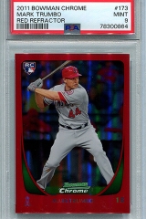 2011-bowman-chrome-red-refractor-173-mark-trumbo-psa9