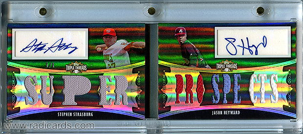 S.Strasburg/J.Heyward 2010 Topps Triple Threads Rookie Rising Stars Autograph Relic Pairs #RRARP6 Platinum /1